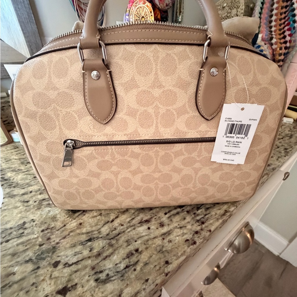 Coach Beige Signature Satchel
